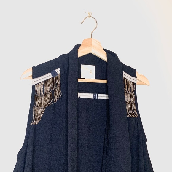 Line & Dot  Vests Dark Blue Embroidered Size L - Picture 2 of 6